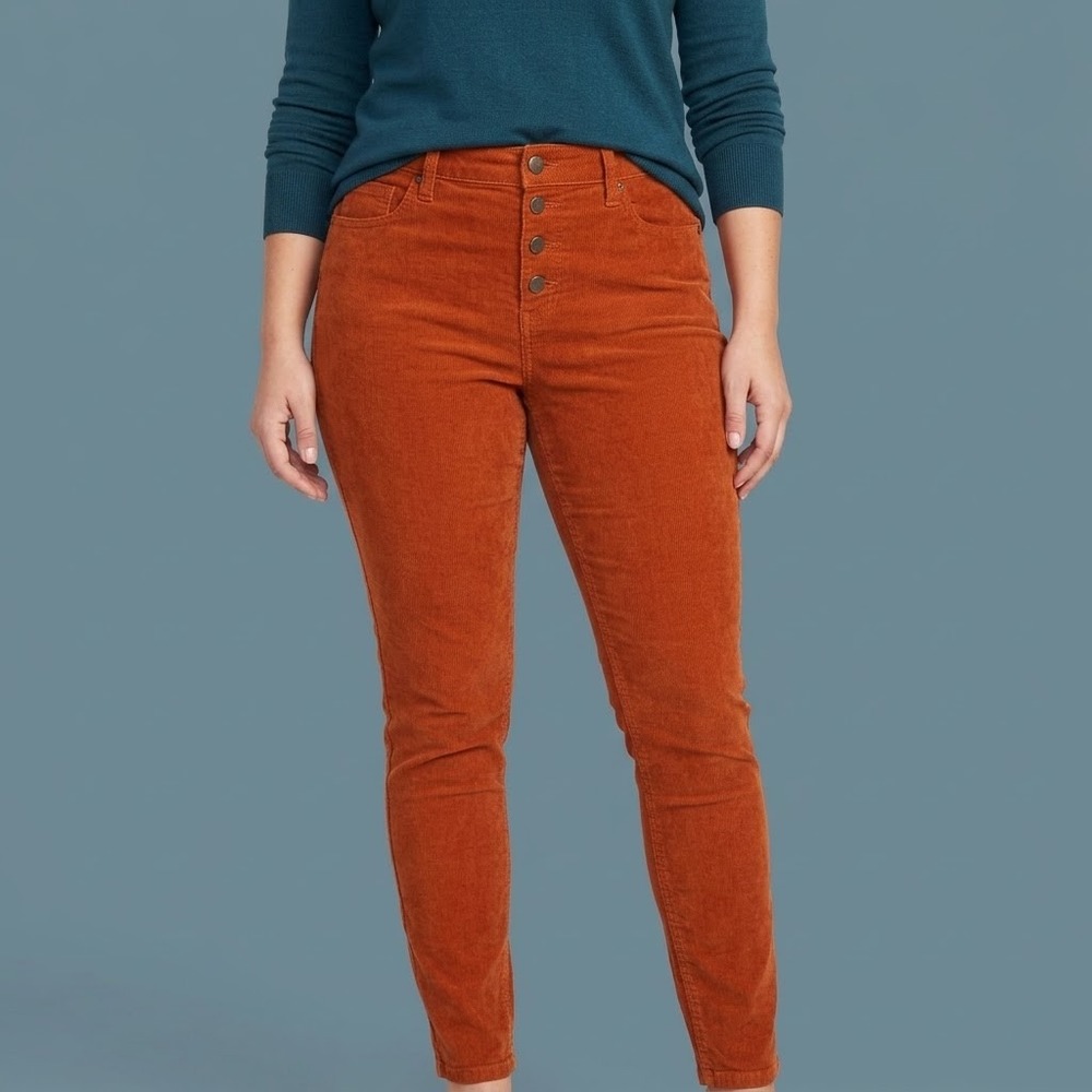 Old Navy Rockstar Super Skinny High Rise Pants Womens 12 Orange Button EUC‎